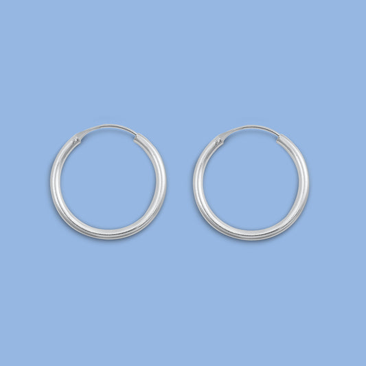 Silver Continuous Hoop Earrings - 3 X 30 mm