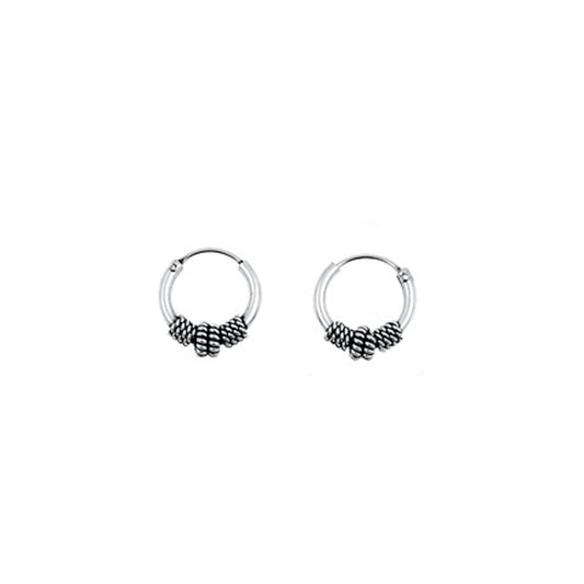 Silver Bali Hoop Earring