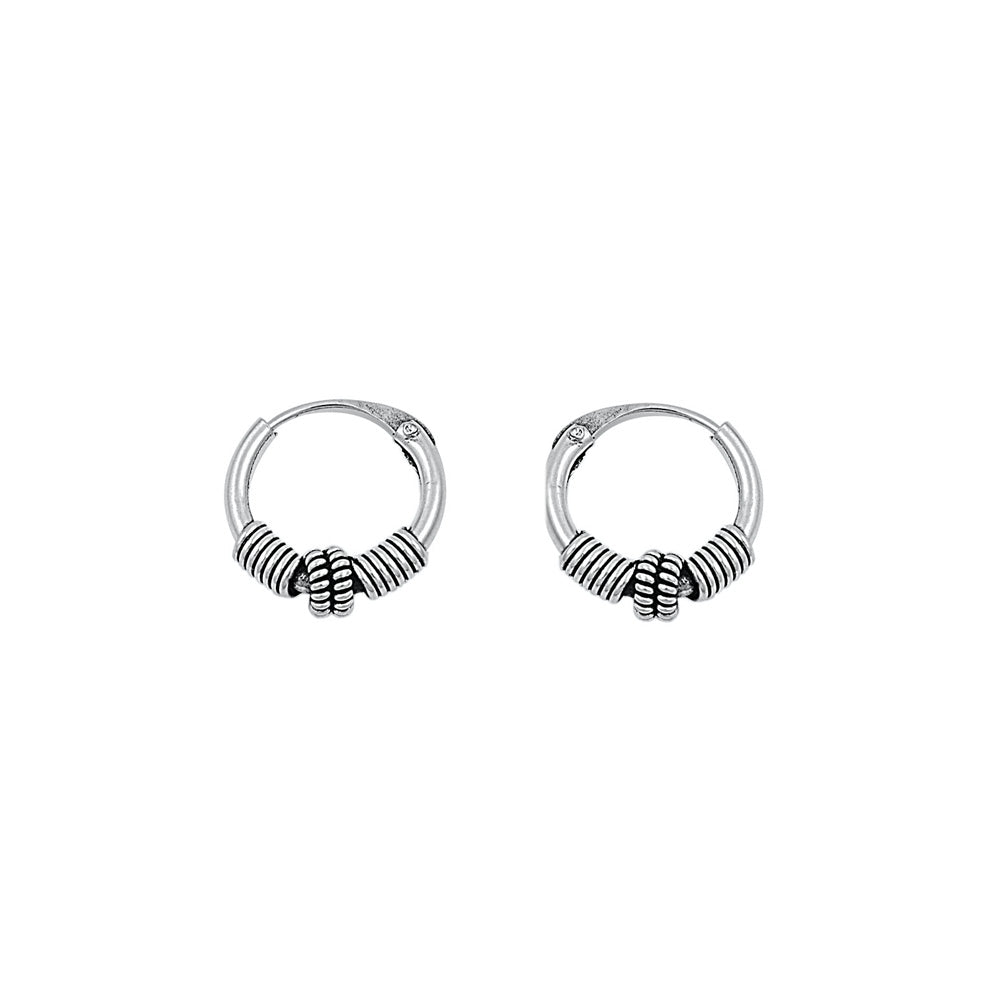 Silver Bali Hoop Earring