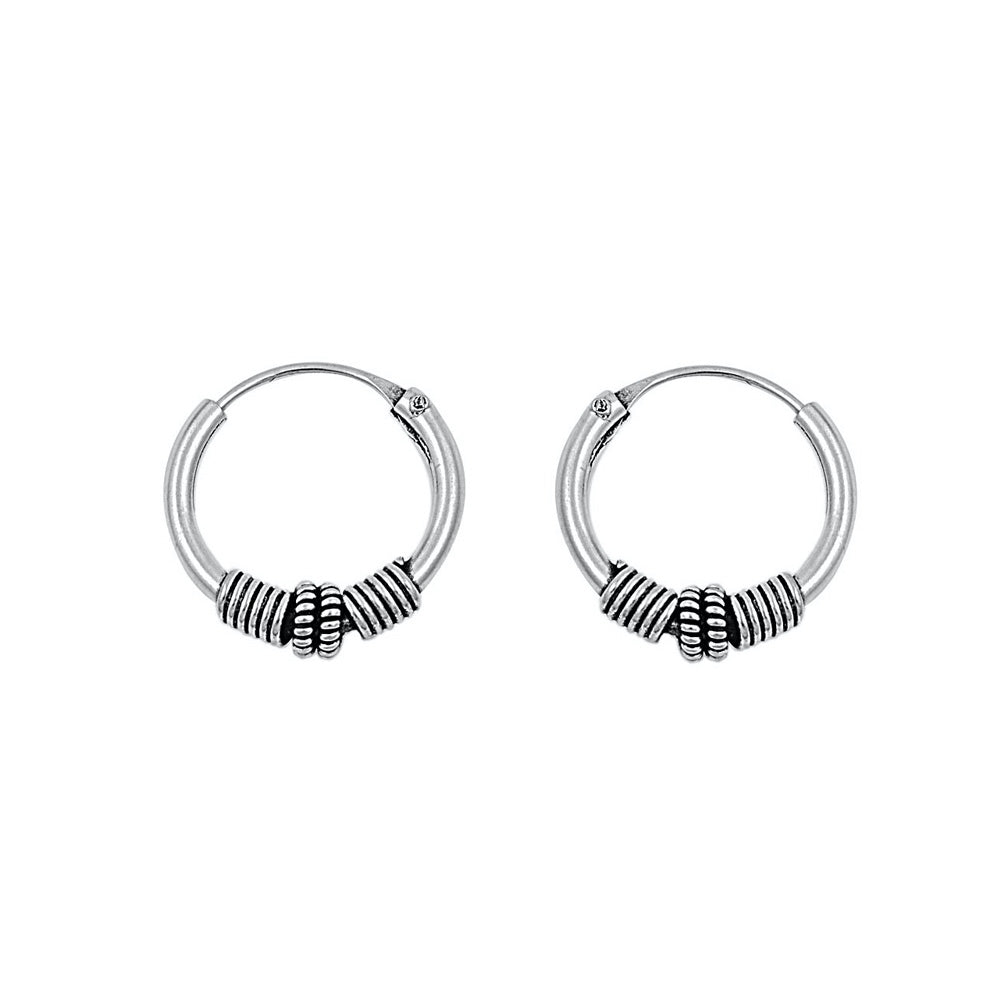 Silver Bali Hoop Earring