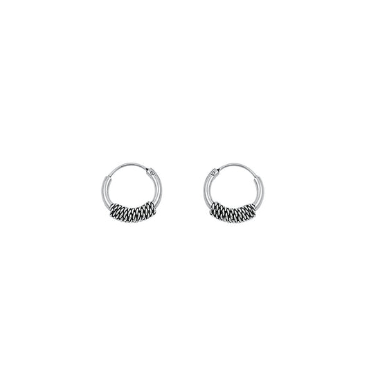 Silver Bali Hoop Earring