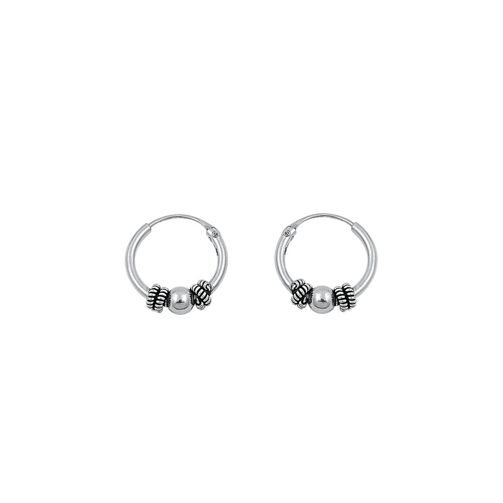 Silver Bali Hoop Earring