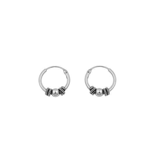 Silver Bali Hoop Earring