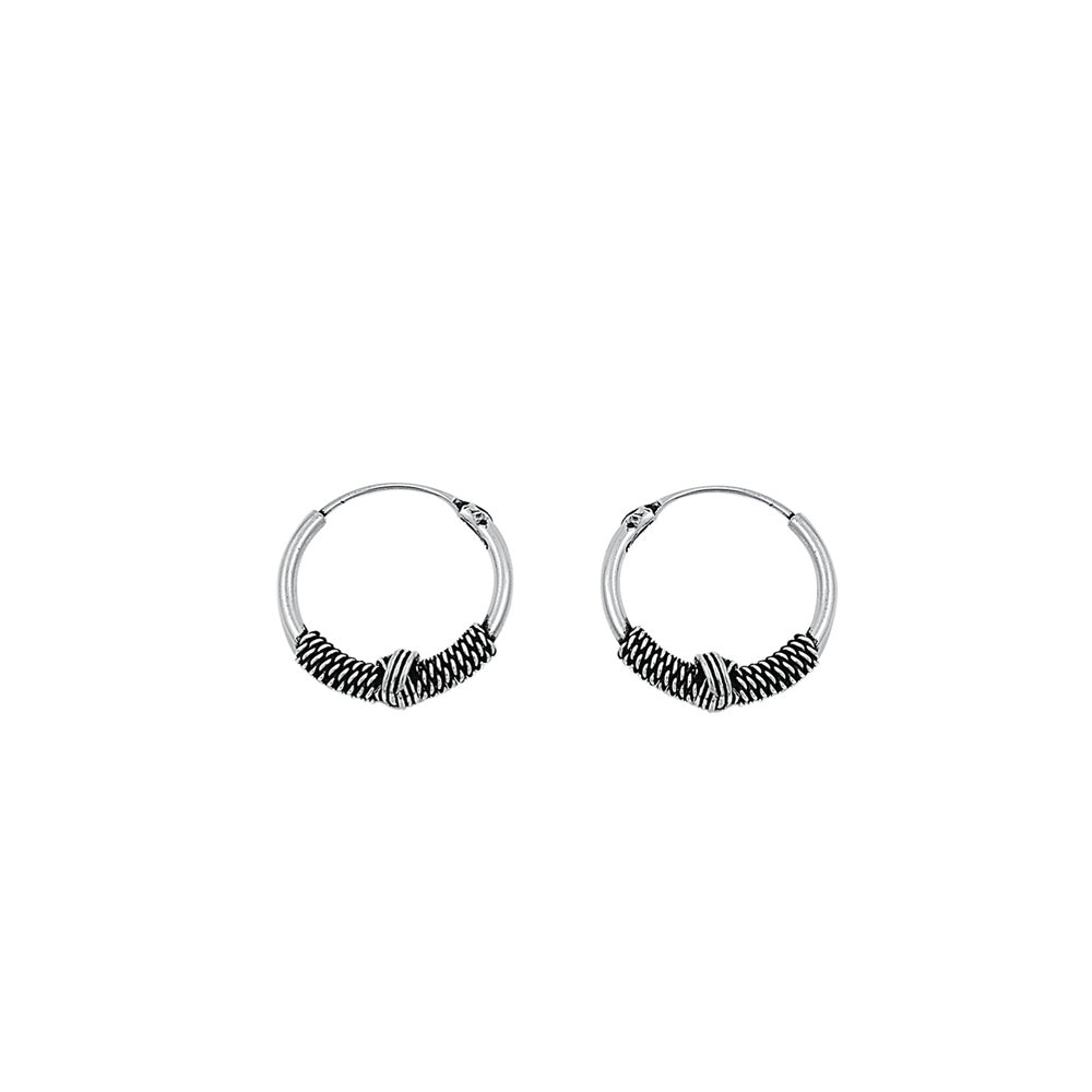 Silver Bali Hoop Earring