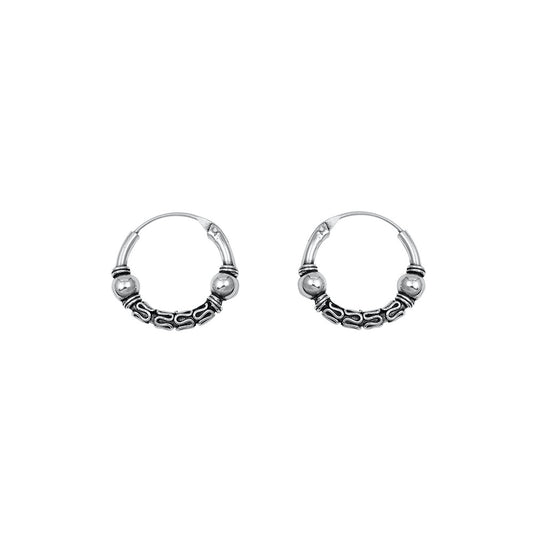 Silver Bali Hoop Earring