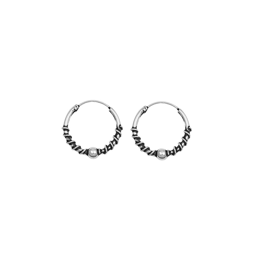 Silver Bali Hoop Earring