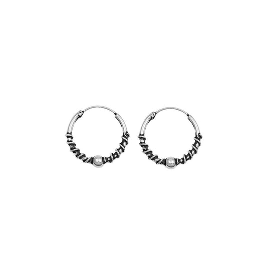 Silver Bali Hoop Earring