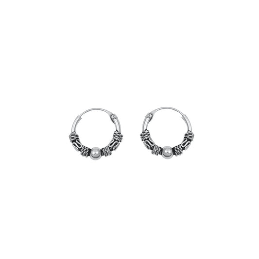 Silver Bali Hoop Earring