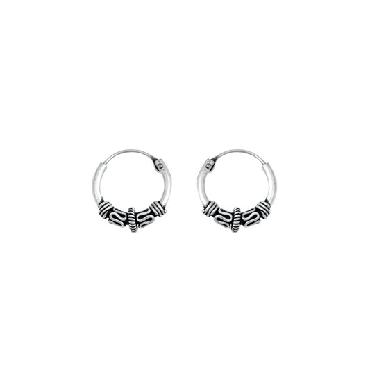 Silver Bali Hoop Earring