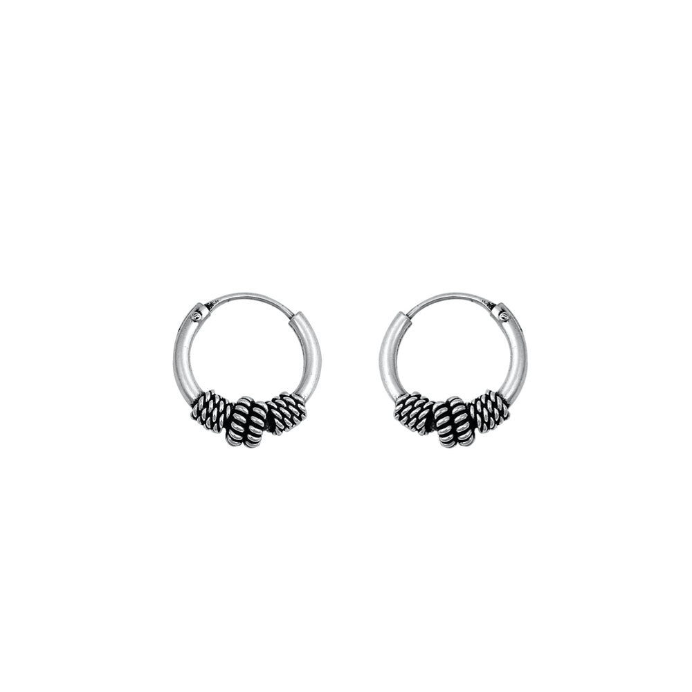 Silver Bali Hoop Earring