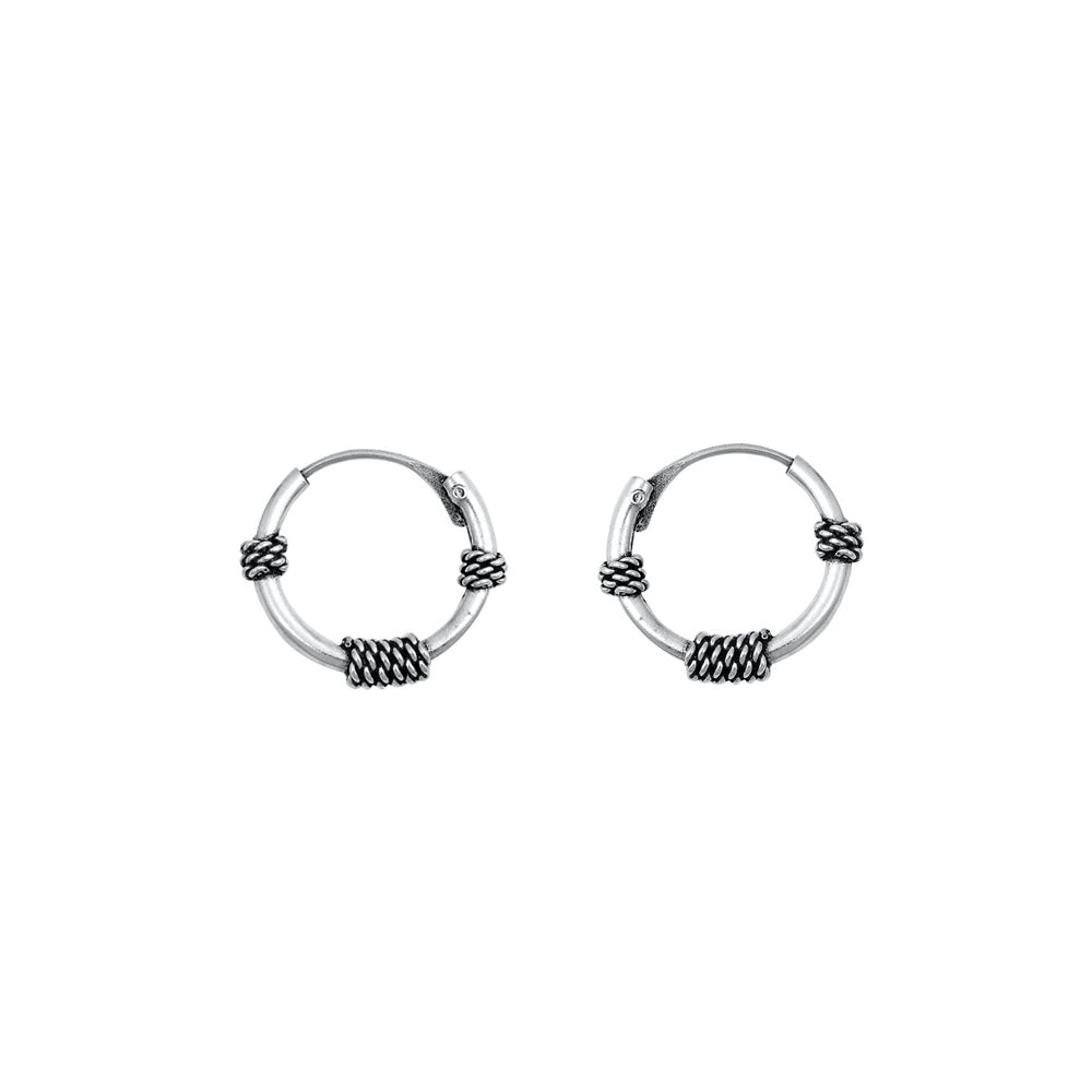 Silver Bali Hoop Earring