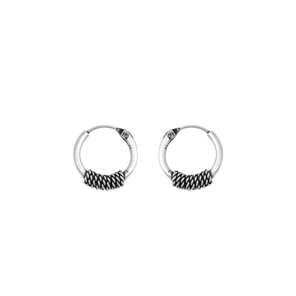 Silver Bali Hoop Earring