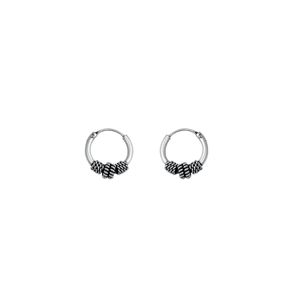 Silver Bali Hoop Earring