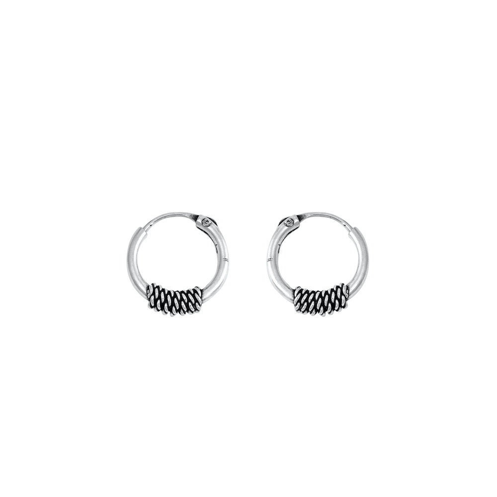 Silver Bali Hoop Earring