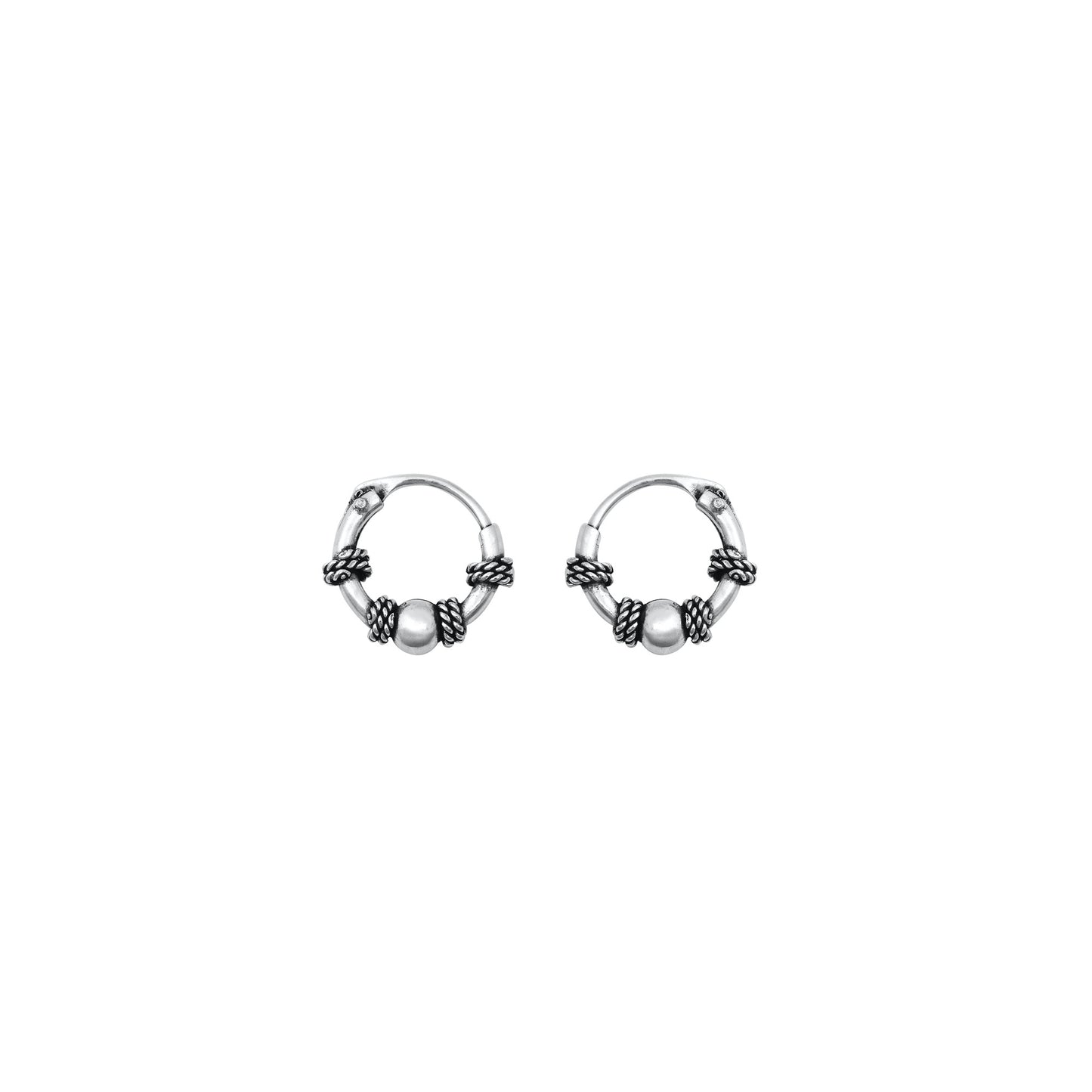 Silver Bali Hoop Earring