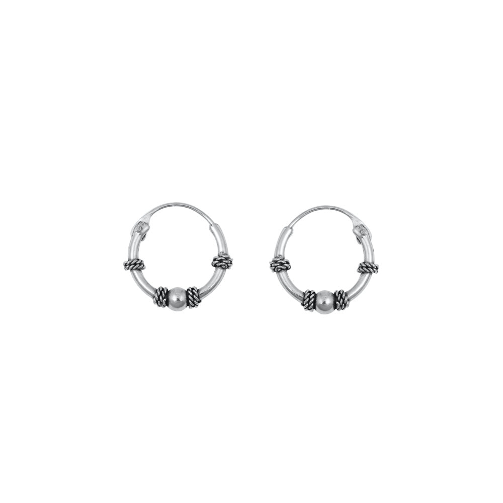 Silver Bali Hoop Earring