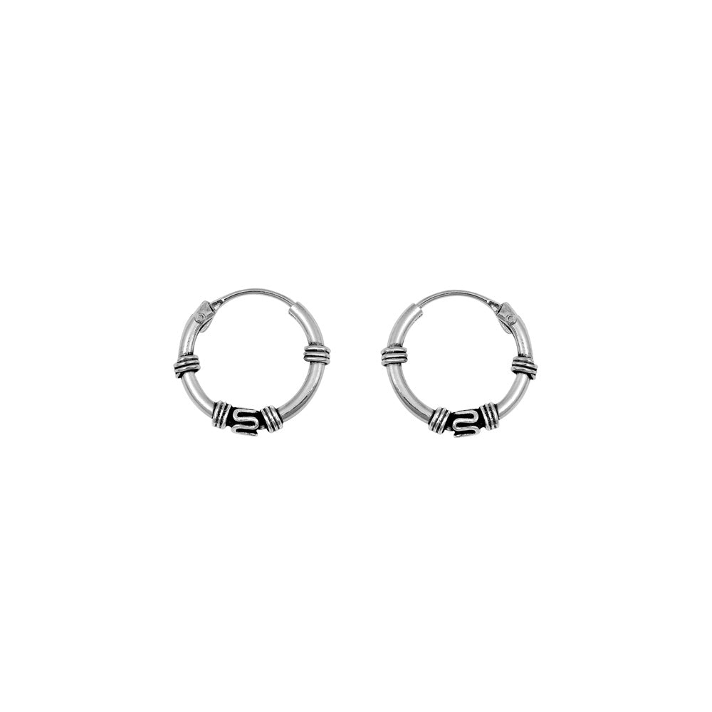 Silver Bali Hoop Earring