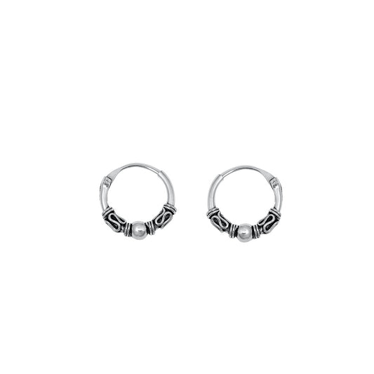 Silver Bali Hoop Earring