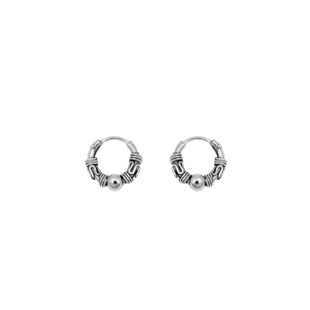 Silver Bali Hoop Earring