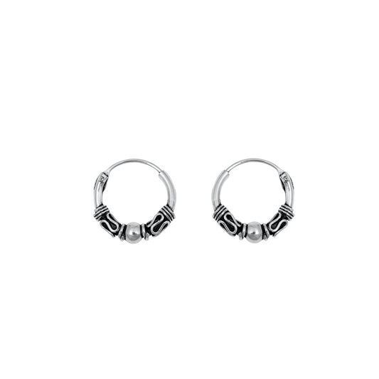 Silver Bali Hoop Earring