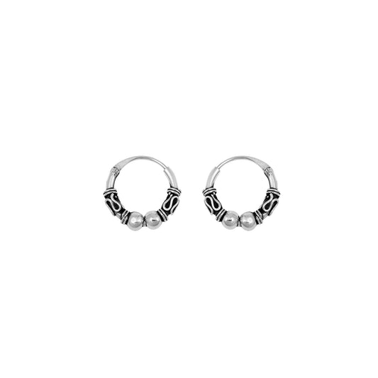 Silver Bali Hoop Earring