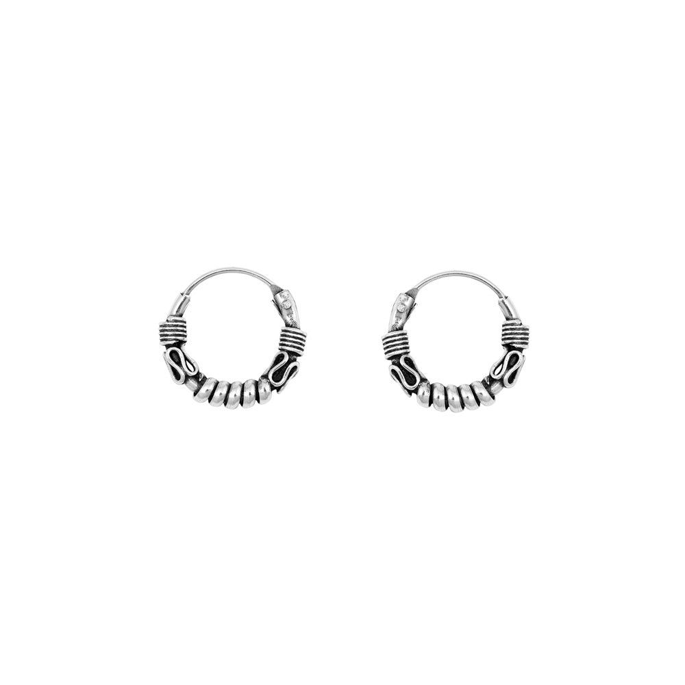 Silver Bali Hoop Earring