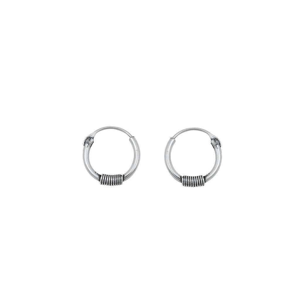 Silver Bali Hoop Earring