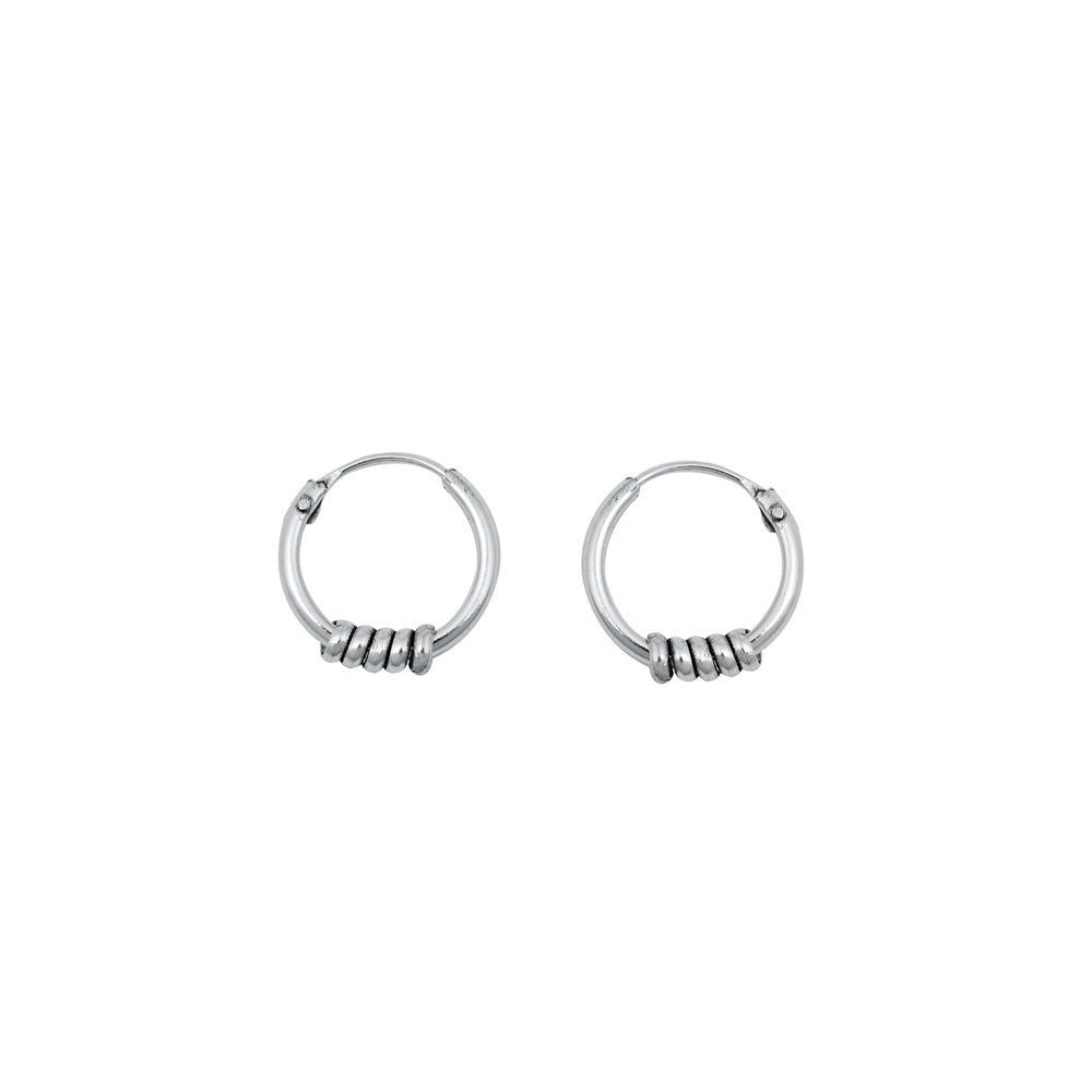 Silver Bali Hoop Earring