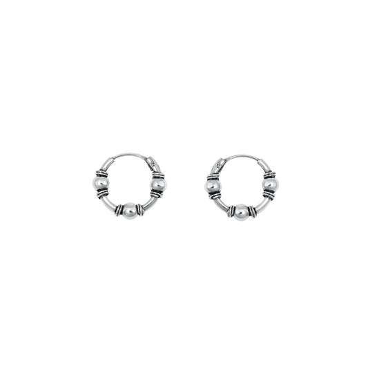 Silver Bali Hoop Earring