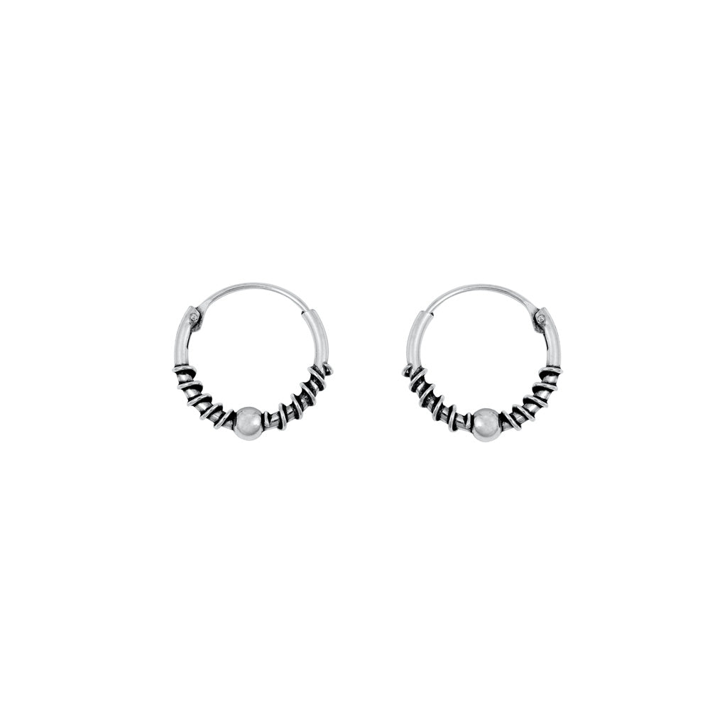 Silver Bali Hoop Earring