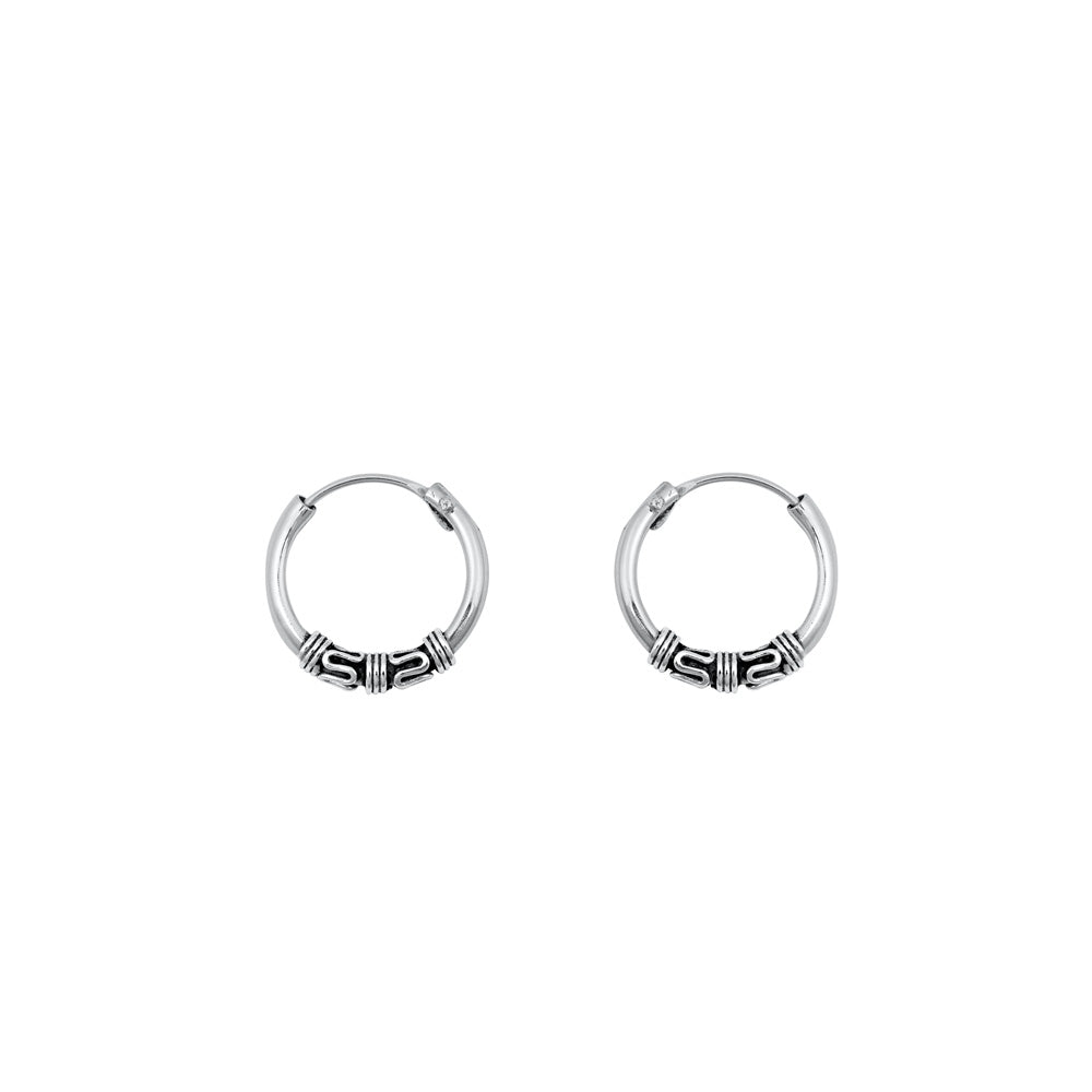 Silver Bali Hoop Earring