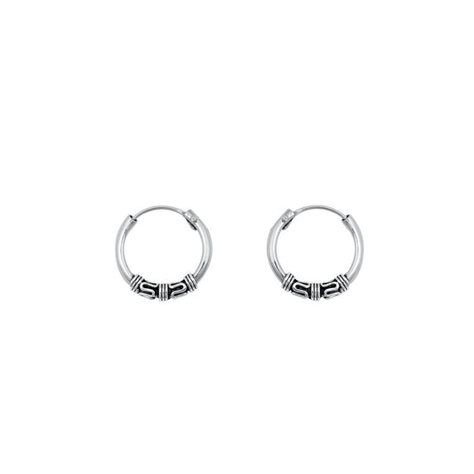 Silver Bali Hoop Earring