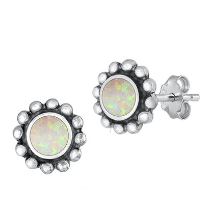 Silver Lab Opal Earring