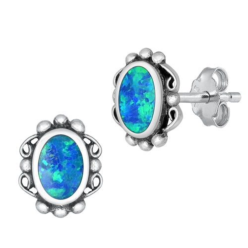 Silver Lab Opal Earrings