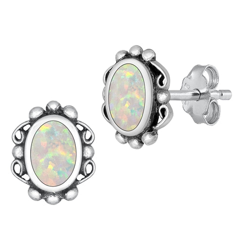 Silver Lab Opal Earrings