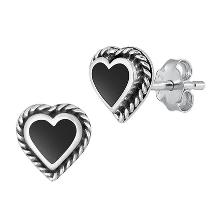 Silver Stone Earring - Heart