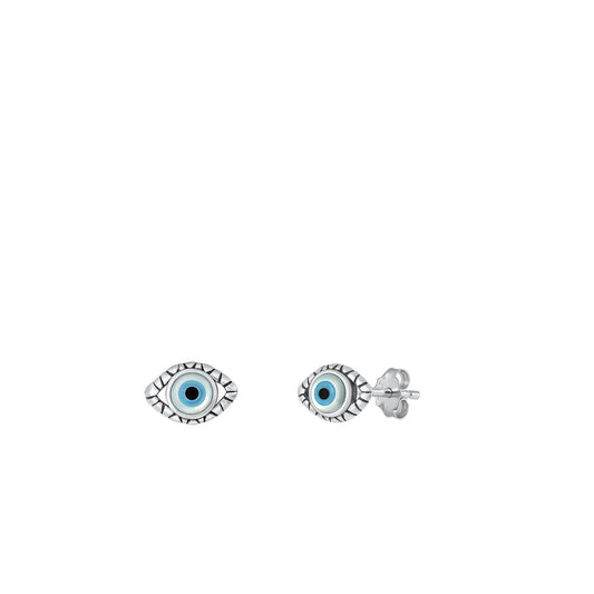 Silver Stone Earring - Evil Eye