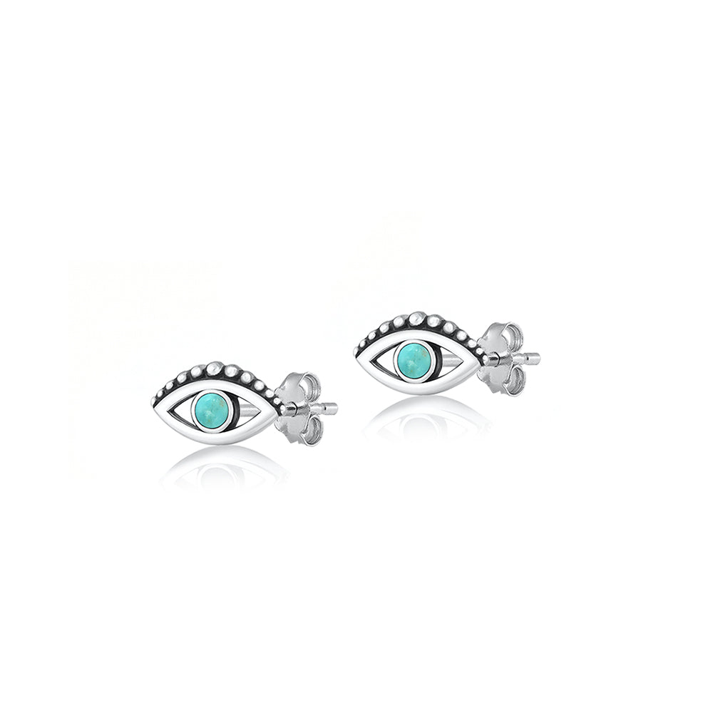 Silver Stone Earring - Evil Eye