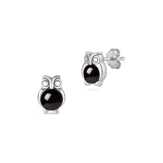 Silver Stone Earring - Owl