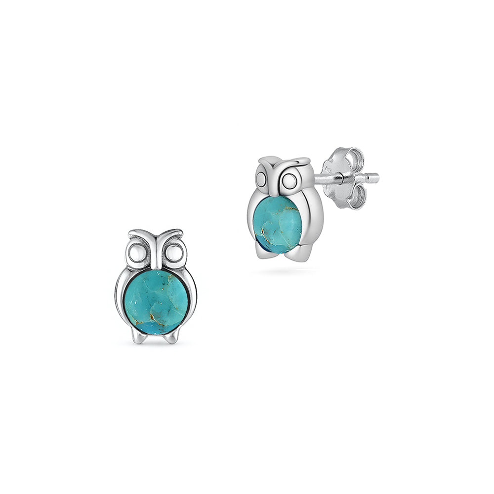 Silver Stone Earring - Owl