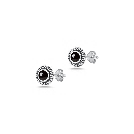 Silver Stone Earring - Sunburst