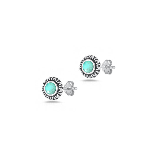 Silver Stone Earring - Sunburst