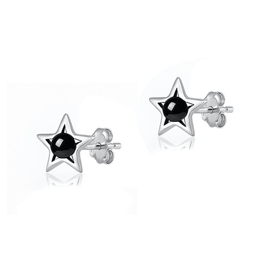 Silver Stone Earrings - Star