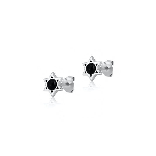 Silver Stone Earrings - Star of David