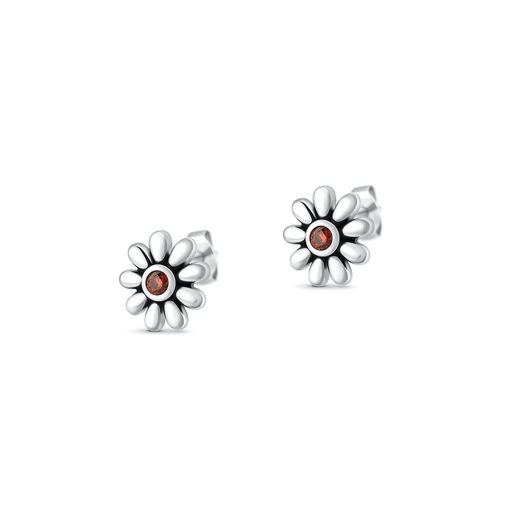 Silver CZ Earrings - Daisy