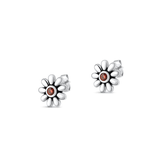 Silver CZ Earrings - Daisy