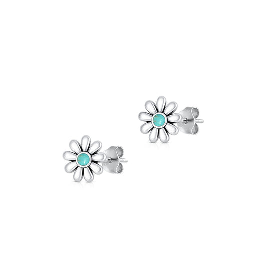 Silver Stone Earrings - Flower