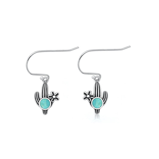 Silver Stone Earrings - Cactus