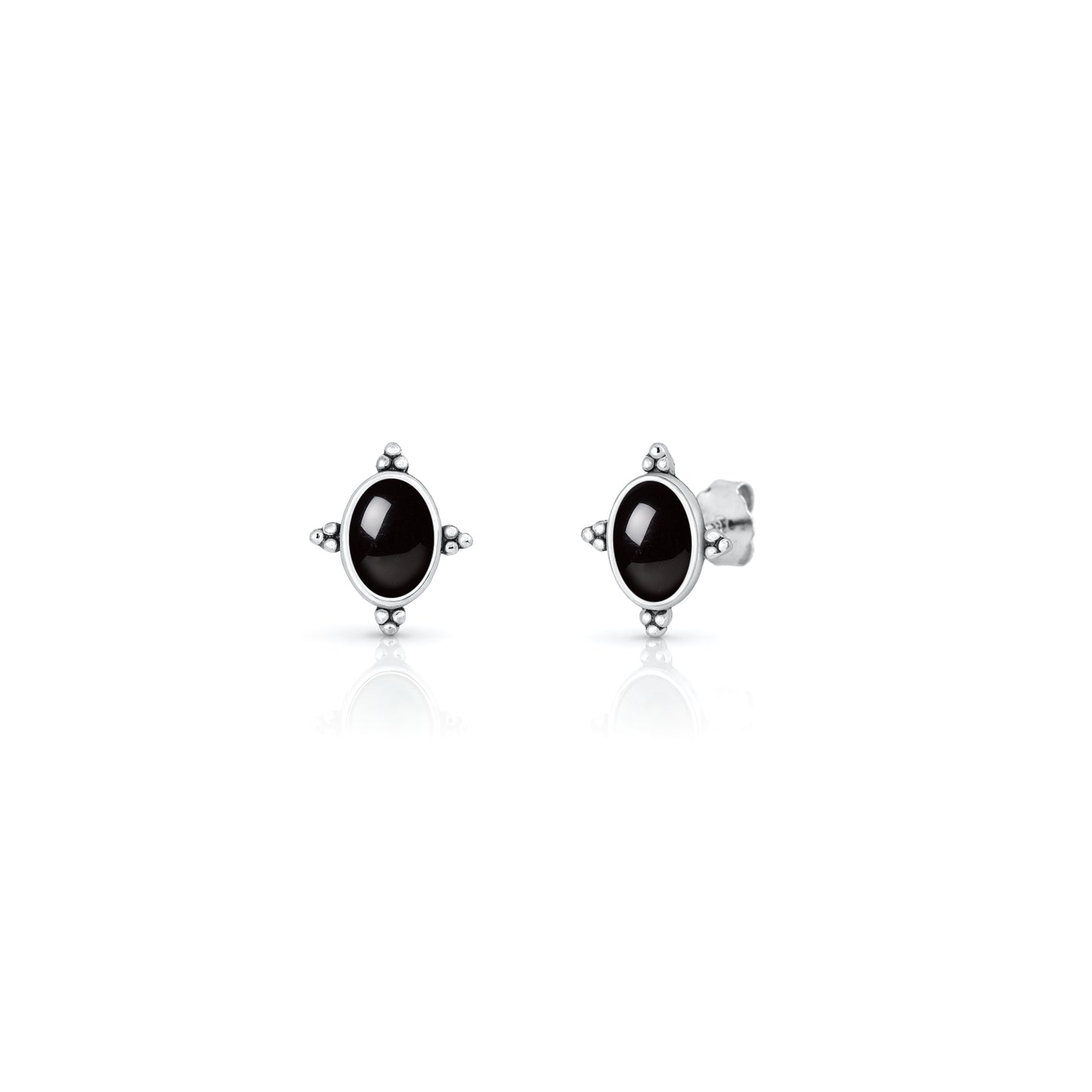 Silver Stone Earrings - Bali Style