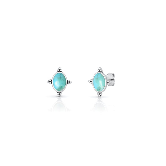 Silver Stone Earrings - Bali Style